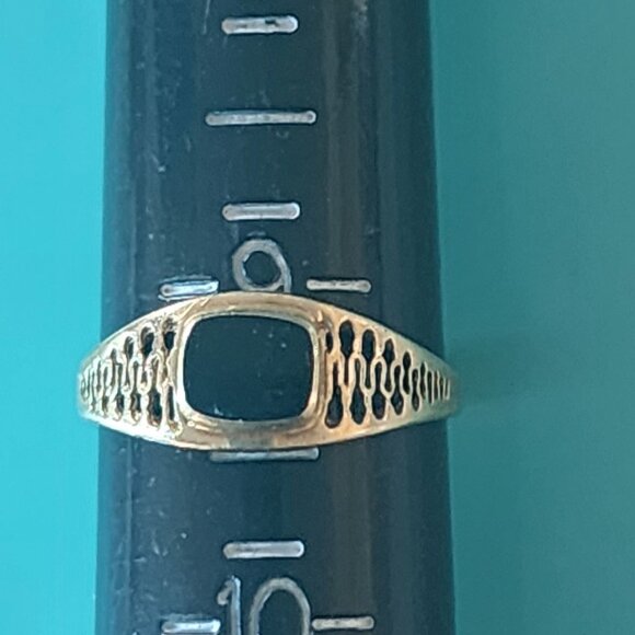 Vintage 14KT Gold and Black Onyx Ring Custom Made in Holland-Women's Size 9 1/4 - Picture 10 of 10